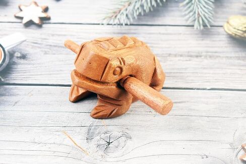 الضفدع Guiro Wood Block Musical Musical Musical Musical Size Perform Natural Wood Güiro Frog. (5.5 بوصات -4.0 سم.) in Kuwait
