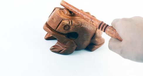 الضفدع Guiro Wood Block Musical Musical Musical Musical Size Perform Natural Wood Güiro Frog. (5.5 بوصات -4.0 سم.) in Kuwait