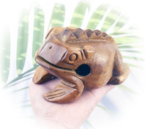 الضفدع Guiro Wood Block Musical Musical Musical Musical Size Perform Natural Wood Güiro Frog. (5.5 بوصات -4.0 سم.) in Kuwait