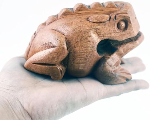 الضفدع Guiro Wood Block Musical Musical Musical Musical Size Perform Natural Wood Güiro Frog. (5.5 بوصات -4.0 سم.) in Kuwait