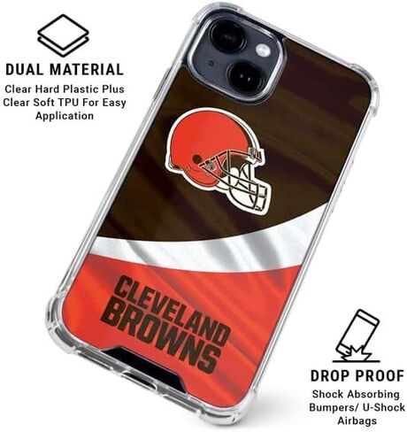 Skinit Clear Phone Case متوافق مع iPhone 14 Plus - تصميم NFL Cleveland Browns مرخص رسميًا in Saudi Arabia