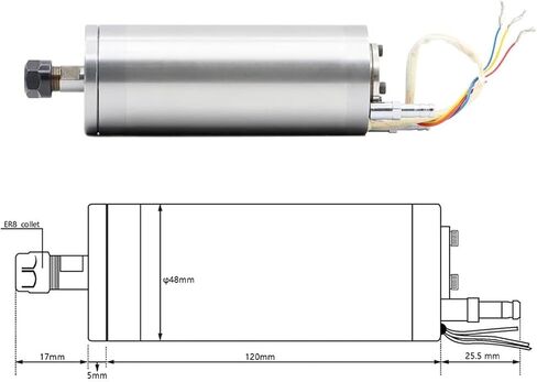 Water-Cooled Spindle Motor 75v 300w ER8 0-60000rpm 1000Hz 48 * 130mm in Saudi Arabia