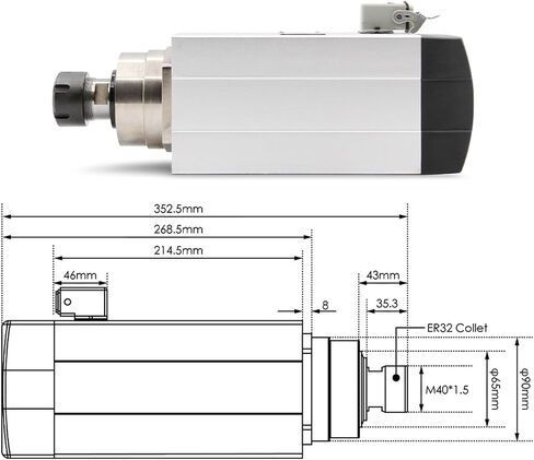 4.5kw ER32 air-Cooled Spindle Motor 220v/380v Square Ceramic Ball Bearings with Precision of 0.01mm(220v) in Saudi Arabia