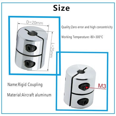 D20L25 الألومنيوم الصلبة طول اقتران العمود 25 مم ، القطر 20 مم ، موصل مفصل مقرنة السهول لمجلة طابعة ثلاثية الأبعاد CNC Machine DIY (5 ، القطر الداخلي 5 مم إلى 7 مم) in Kuwait