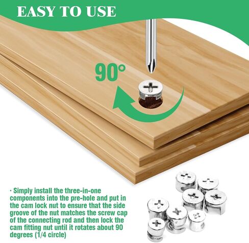 125Pcs 5 Sizes Furniture Cam Lock Nut Connectors Fittings, 15 * 9.5/15 * 11.5/15 * 13.5/12 * 10/12 * 12mm Fastener Cabinet Connecting Hardware Bolts for Drawer Closets Bed in Saudi Arabia