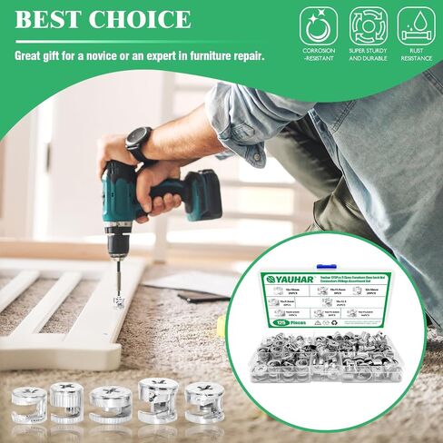 125Pcs 5 Sizes Furniture Cam Lock Nut Connectors Fittings, 15 * 9.5/15 * 11.5/15 * 13.5/12 * 10/12 * 12mm Fastener Cabinet Connecting Hardware Bolts for Drawer Closets Bed in Saudi Arabia
