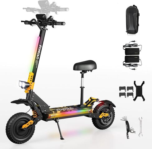 60V Electric Scooter Adults 5600W Mual Motors Top Speed ​​47mph ، 60v 21ah يتراوح 55 ميلًا ، 12 بوصة من إطارات جميع الإطارات القابلة للطي مع مقعد ، ودراجة إلكترونية للجبال ، والطريق ، والطريق ، والطريق in Saudi Arabia