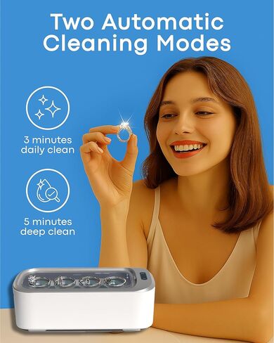 Ultrasonic Cleaner Set, 46KHz Portable Ultrasonic Jewelry Cleaner, 18Oz Clean Pod Glasses Cleaner Machine Cleaning Sets, Sonic Cleaner for Silver Jewelry Necklace Glasses Watch Denture Bracelets in Saudi Arabia