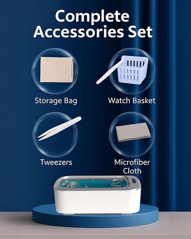 Ultrasonic Cleaner Set, 46KHz Portable Ultrasonic Jewelry Cleaner, 18Oz Clean Pod Glasses Cleaner Machine Cleaning Sets, Sonic Cleaner for Silver Jewelry Necklace Glasses Watch Denture Bracelets in Saudi Arabia