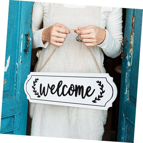 GLEAVI Rustic Wood Welcome Sign for Front Door Single-sided Door Plate Pendant for Coffee Bar Restaurant Home Homeowners and Families in Saudi Arabia