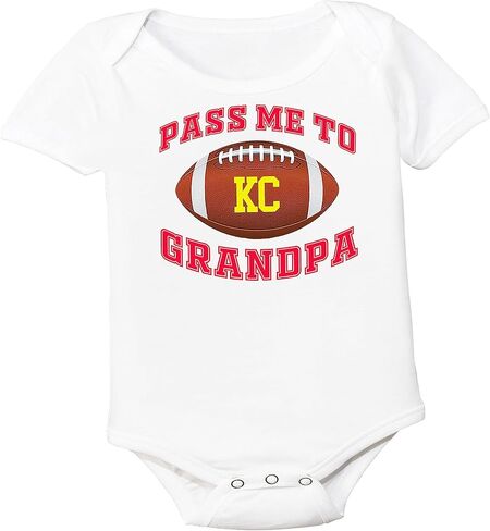 Football Pass Me to GrandPa Baby Bodysuit for Kansas City Fans in Saudi Arabia