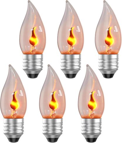 Hompavo Upgraded Flame Light Bulbs, E26 Flickering Fire Light Bulbs Flame Candle for Halloween Christmas Party Patio Porch Home Indoor & Outdoor Decorations - 6 Pack in Saudi Arabia