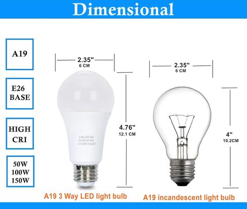 4 Pack 3 Way Light Lights 50 100 150W ، ضوء النهار 5000K ، ثلاثة Way A19 ، قاعدة E26 ، مثالية لغرفة النوم وغرفة المعيشة وغرفة الدراسة in Saudi Arabia