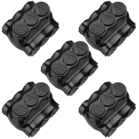 5 Pack Black Multi Cable Connector Insulated Multi Tap Connector 3 Wire Port Splice Dual Sided Entry Prefilled with Oxide Inhibitor (3/0-6awg) in Saudi Arabia