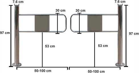 بوابة أمان من الفولاذ المقاوم للصدأ لمحلات السوبر ماركت ، باب الأرجوحة في اتجاه واحد ، بوابة انتعاش معدنية متينة (70 × 97 سم)-مثالية للمداخل والخروج الآمنة in Kuwait
