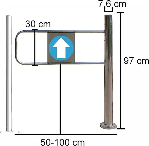 Heavy Duty Stainless Steel Swing Gate for Supermarket Entrance, Commercial 1-Way Access Door, Durable Store & Library Barrier (Right, 100×97 cm) in Kuwait