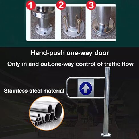 بوابة مدخل تأرجح أوتوماتيكي 90 درجة - باب معدني أحادي الاتجاه للوصول إلى السوبر ماركت ، الفتحة الدائمة والآمنة ، الفتحة اليمنى (90 × 97 سم) - مثالية لمناطق حركة المرور العالية in Kuwait