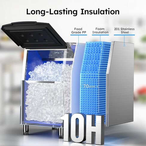ETL Listed 600LBS/24H Commercial Ice Machine,560LBS Large Capacity Industrial Ice Maker,Ice Ready in 5-15min,Filter 99% of Impurities,with Self-Cleaning & Timing Function,for Restaurant,Cafe,Bar,etc in Kuwait