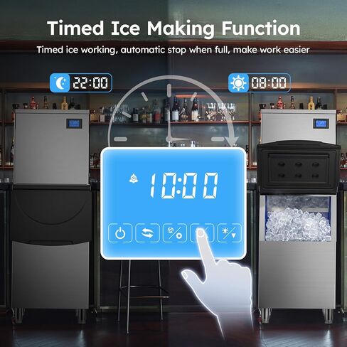 ETL Listed 600LBS/24H Commercial Ice Machine,560LBS Large Capacity Industrial Ice Maker,Ice Ready in 5-15min,Filter 99% of Impurities,with Self-Cleaning & Timing Function,for Restaurant,Cafe,Bar,etc in Kuwait