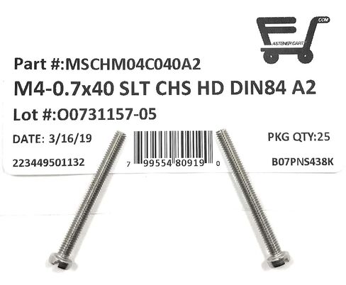 M4-.70 x 40 Stainless Steel Slotted Cheese Head Machine Screw DIN84 A2 M4x40 (25 Pieces) in Kuwait