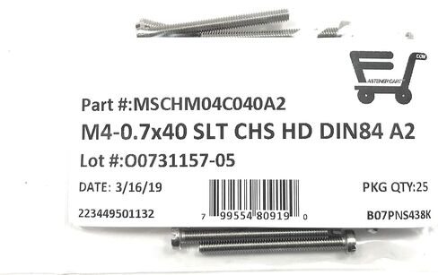 M4-.70 x 40 Stainless Steel Slotted Cheese Head Machine Screw DIN84 A2 M4x40 (25 Pieces) in Kuwait