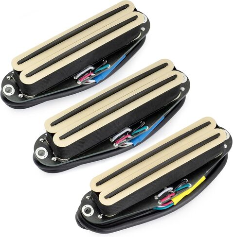 Musiclily Pro ST-DPHC Ceramic Rail Blade Single Coil Sized Humbucker Super Distortion Neck Middle Bridge Pickups Set for Strat Style Electric Guitar, Zebra Body Black Rail in Saudi Arabia