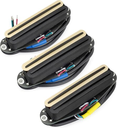Musiclily Pro ST-DPHC Ceramic Rail Blade Single Coil Sized Humbucker Super Distortion Neck Middle Bridge Pickups Set for Strat Style Electric Guitar, Zebra Body Black Rail in Saudi Arabia