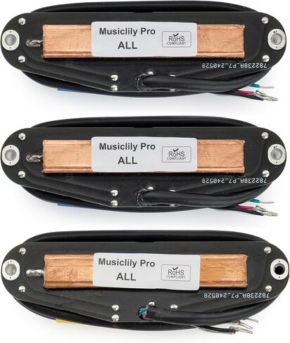 Musiclily Pro ST-DPHC Ceramic Rail Blade Single Coil Sized Humbucker Super Distortion Neck Middle Bridge Pickups Set for Strat Style Electric Guitar, Zebra Body Black Rail in Saudi Arabia