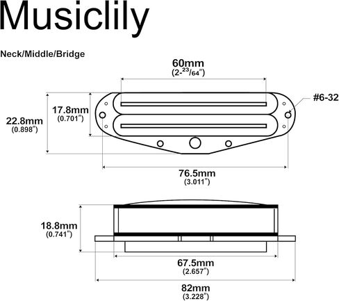 Musiclily Pro ST-DPHC Ceramic Rail Blade Single Coil Sized Humbucker Super Distortion Neck Middle Bridge Pickups Set for Strat Style Electric Guitar, Zebra Body Black Rail in Saudi Arabia