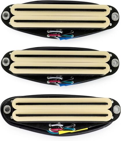 Musiclily Pro ST-DPHC Ceramic Rail Blade Single Coil Sized Humbucker Super Distortion Neck Middle Bridge Pickups Set for Strat Style Electric Guitar, Zebra Body Black Rail in Saudi Arabia