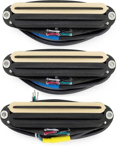 Musiclily Pro ST-DPHC Ceramic Rail Blade Single Coil Sized Humbucker Super Distortion Neck Middle Bridge Pickups Set for Strat Style Electric Guitar, Zebra Body Black Rail in Saudi Arabia