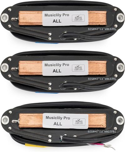 Musiclily Pro ST-DPHC Ceramic Rail Blade Single Coil Sized Humbucker Super Distortion Neck Middle Bridge Pickups Set for Strat Style Electric Guitar, Zebra Body Black Rail in Saudi Arabia