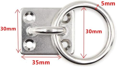GSHLLO 4 Pcs 30 x 35mm Heavy Duty Ring Plates Stainless Steel Pad Eye Plates Wall Mount Ring Hooks Ceiling Metal Tie Rings Screw in Tie Down Anchors for Horse Animal Tether in Saudi Arabia