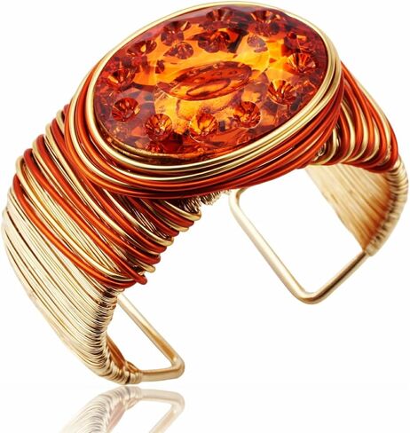 Gold Color Arm Cuff Big Crystal Bangle for Women Thick Wide Wrist Wrap Chunky Statement Non Tarnish Sex Trendy Bracelet Jewelry in Kuwait