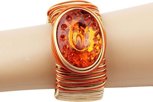 Gold Color Arm Cuff Big Crystal Bangle for Women Thick Wide Wrist Wrap Chunky Statement Non Tarnish Sex Trendy Bracelet Jewelry in Kuwait