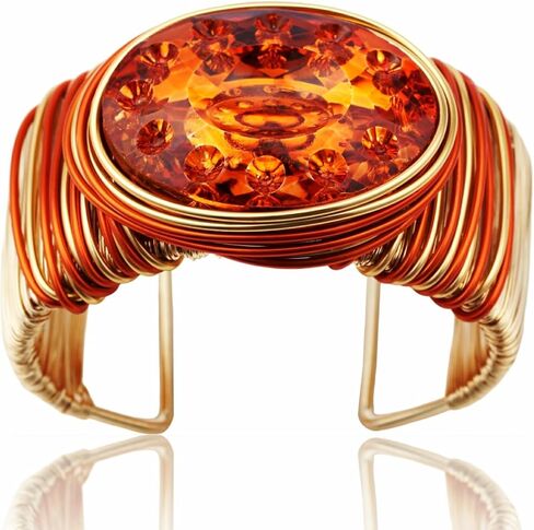 Gold Color Arm Cuff Big Crystal Bangle for Women Thick Wide Wrist Wrap Chunky Statement Non Tarnish Sex Trendy Bracelet Jewelry in Kuwait