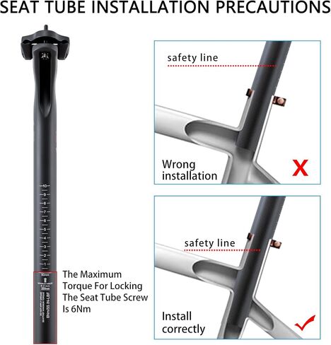 Ultra Light Bike Seat Post Carbon Seatpost 27.2mm for Road Mountain BMX Bicycle, Shock Absorption and Comfortable, Capacity of 100kg, Weight 175g ± 5g, Length 400mm, Matte in Saudi Arabia