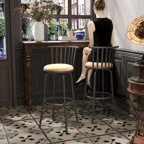 Homy Casa Dining Barstools with 360-Degree Swivel, Comfortable Cushioned Seat, and Sturdy Metal Frame for Kitchen, Dining Room, and Restaurant Bar in Kuwait