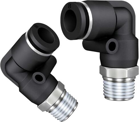 كوع الذكور الهوائي 1/4 بوصة أنبوب OD x 1/16 بوصة NPT Thread 90 دفع لتوصيل التركيبات PL-1/4-1/16 (حزمة 5) in Kuwait