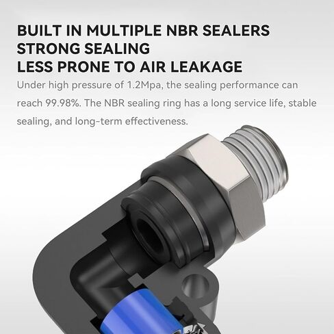 كوع الذكور الهوائي 1/4 بوصة أنبوب OD x 1/16 بوصة NPT Thread 90 دفع لتوصيل التركيبات PL-1/4-1/16 (حزمة 5) in Kuwait