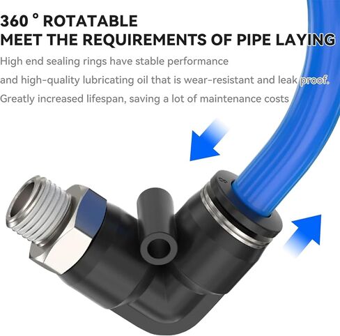 كوع الذكور الهوائي 1/4 بوصة أنبوب OD x 1/16 بوصة NPT Thread 90 دفع لتوصيل التركيبات PL-1/4-1/16 (حزمة 5) in Kuwait