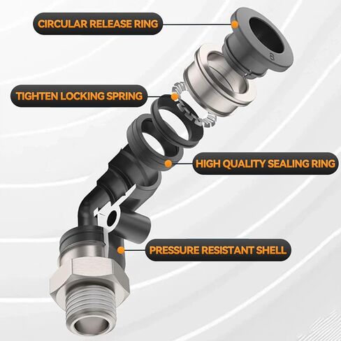 كوع الذكور الهوائي 1/4 بوصة أنبوب OD x 1/16 بوصة NPT Thread 90 دفع لتوصيل التركيبات PL-1/4-1/16 (حزمة 5) in Kuwait