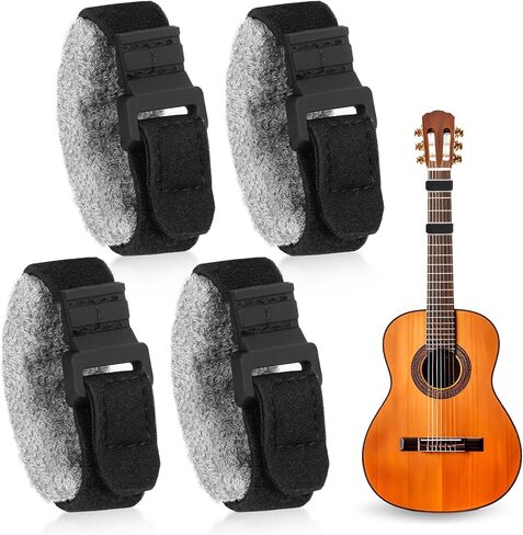 Guitar String Mute Damper Cotton Bass Guitar Fret Mute Fingerboard Mute Tape Adjustable Guitar String Dampener Bass Guitar Accessories 4 Pcs in Saudi Arabia