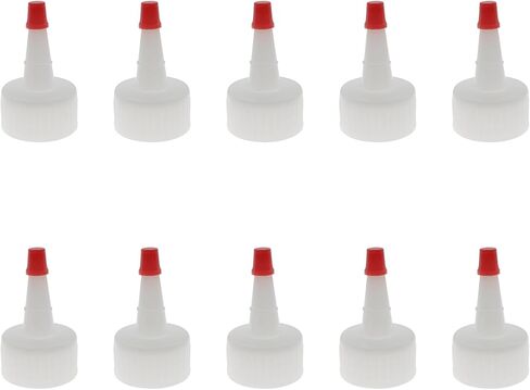 10 pcs squeezed bottle lids 24/410 red tip cap cap blastic distensing caps مع فتحة 2 مم لزجاجة الضغط البلاستيكي in Kuwait