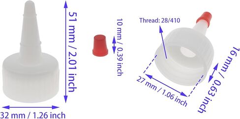 10 pcs squeezed bottle lids 24/410 red tip cap cap blastic distensing caps مع فتحة 2 مم لزجاجة الضغط البلاستيكي in Kuwait