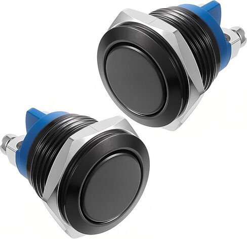 16MM Momentary Push Button Switch, IP65 Waterproof Metal Momentary Switch Stainless Steel Metal High Flush Screw Terminals (Pack of 2) in Saudi Arabia