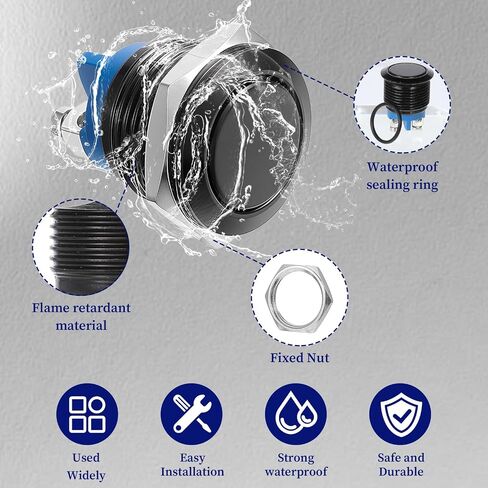 16MM Momentary Push Button Switch, IP65 Waterproof Metal Momentary Switch Stainless Steel Metal High Flush Screw Terminals (Pack of 2) in Saudi Arabia