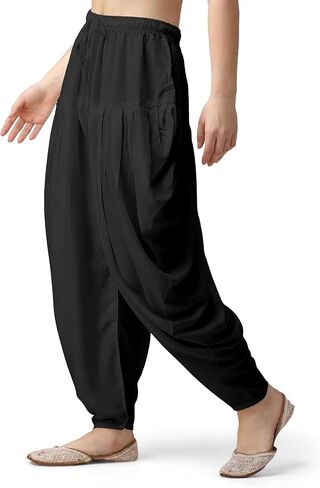 Kolakeer® Women's Loose Fit Rayon Yoga Dhoti Pants Patiala Salwar Harem Pants (Free Size - 26 Inch to 36 Inch in Kuwait