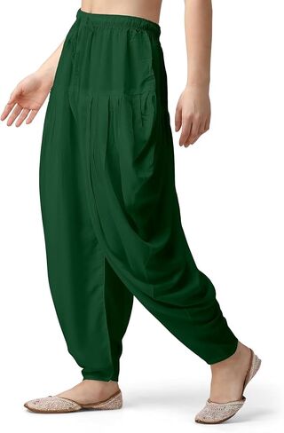 Kolakeer® Women's Loose Fit Rayon Yoga Dhoti Pants Patiala Salwar Harem Pants (Free Size - 26 Inch to 36 Inch in Kuwait