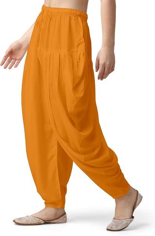 Kolakeer® Women's Loose Fit Rayon Yoga Dhoti Pants Patiala Salwar Harem Pants (Free Size - 26 Inch to 36 Inch in Kuwait
